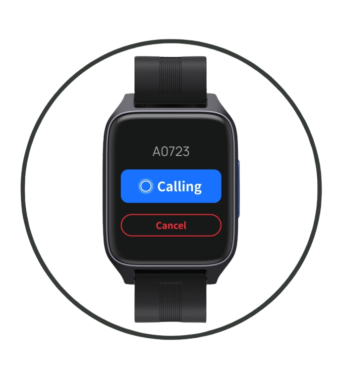 Reloj inteligente usando la función de llamada al robot colaborativo