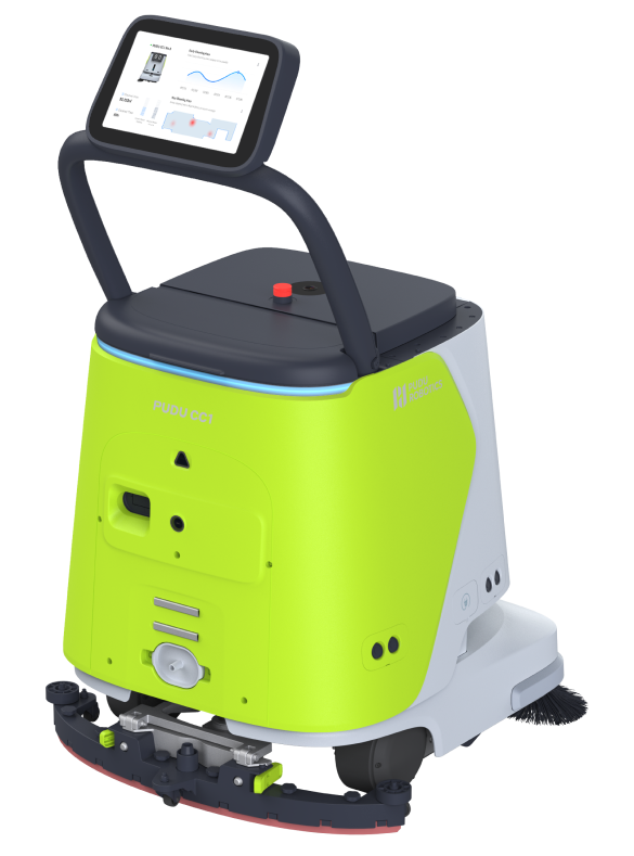 Pudu CC1 con su manillar desplegado y su pantalla digital encencida