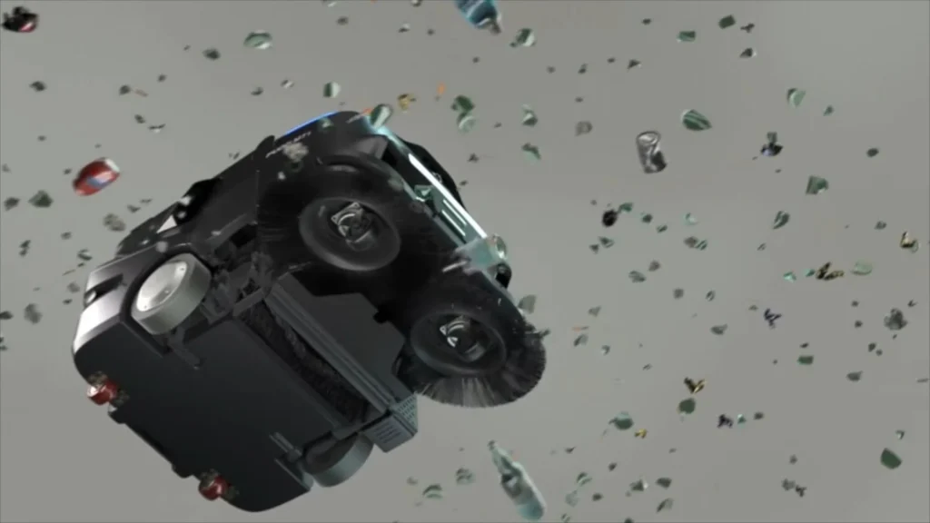 PuduCC1 absorbiendo suciedad sólida y voluminosa como cristales y latas