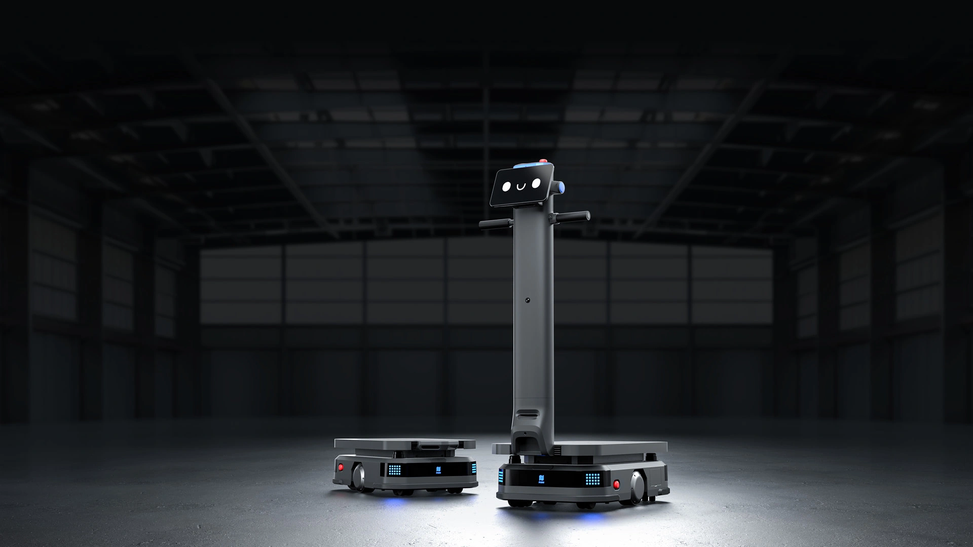 Robot industrial Pudu T600 transportando carga pesada de 600kg en almacén automatizado con navegación autónoma