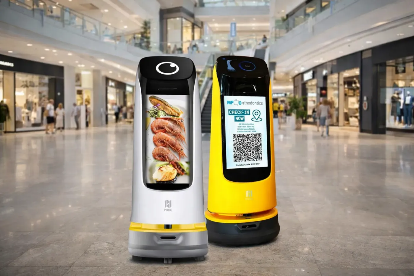 KettyBot navegando de forma autónoma por restaurante esquivando obstáculos con sensores láser 3D