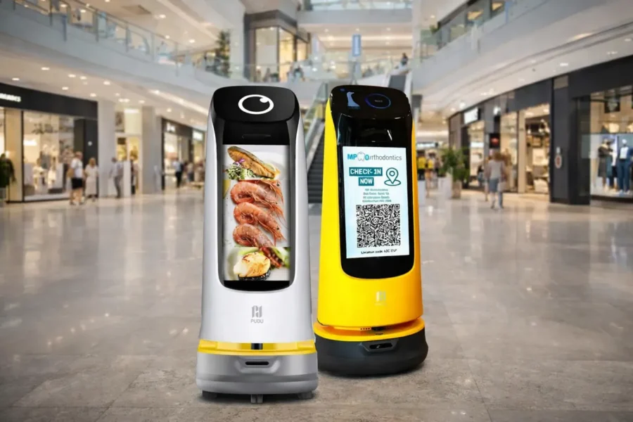 KettyBot navegando de forma autónoma por restaurante esquivando obstáculos con sensores láser 3D